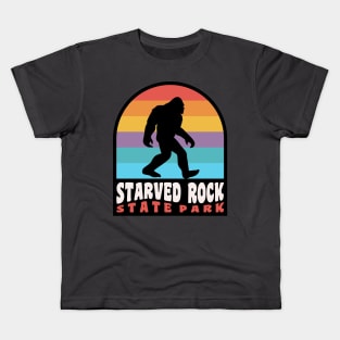 Starved Rock State Park Bigfoot Sasquatch Retro Sunset Kids T-Shirt